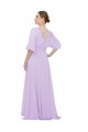 Long Half Sleeves Lxue Chiffon Lilac A-Line Bridesmaid Dress Newcastle