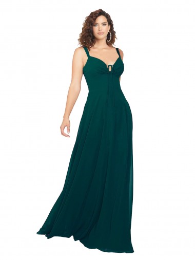 Long Sleeveless Soft Chiffon Hunter V-Neck A-Line Bridesmaid Dress Newcastle