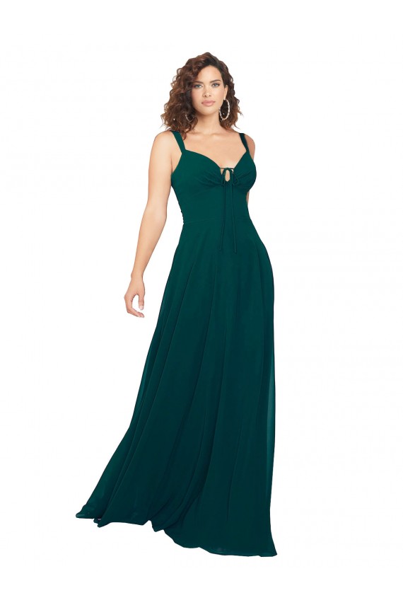 Long Sleeveless Soft Chiffon Hunter V-Neck A-Line Bridesmaid Dress Newcastle