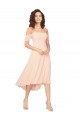 Midi Length Cold Shoulder Soft Chiffon Ice Pink A-Line High Low Bridesmaid Dress Newcastle