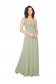 Long Sleeveless Chiffon Sage V-Neck A-Line Bridesmaid Dress / Evening Dress Newcastle