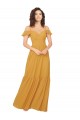 Long Cold Shoulder Soft Chiffon Saffron A-Line Bridesmaid Dress Newcastle