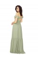 Long Cold Shoulder Soft Chiffon Saffron A-Line Bridesmaid Dress Newcastle