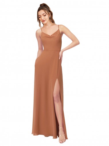 Long Sleeveless Soft Chiffon Rosewood A-Line Bridesmaid Dress Newcastle