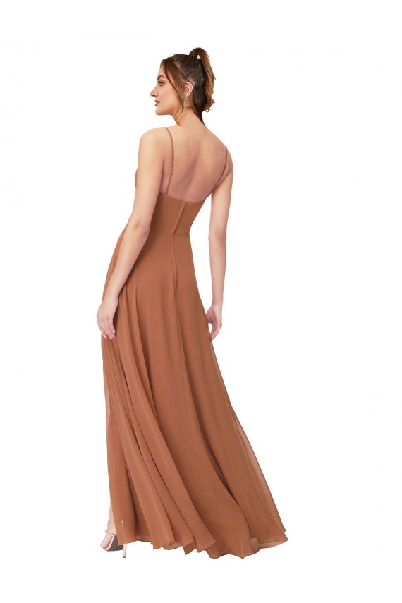 Long Sleeveless Soft Chiffon Rosewood A-Line Bridesmaid Dress Newcastle