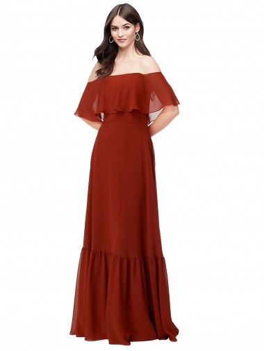Long Short Flutter Sleeves Soft Chiffon Red A-Line Bridesmaid Dress Newcastle