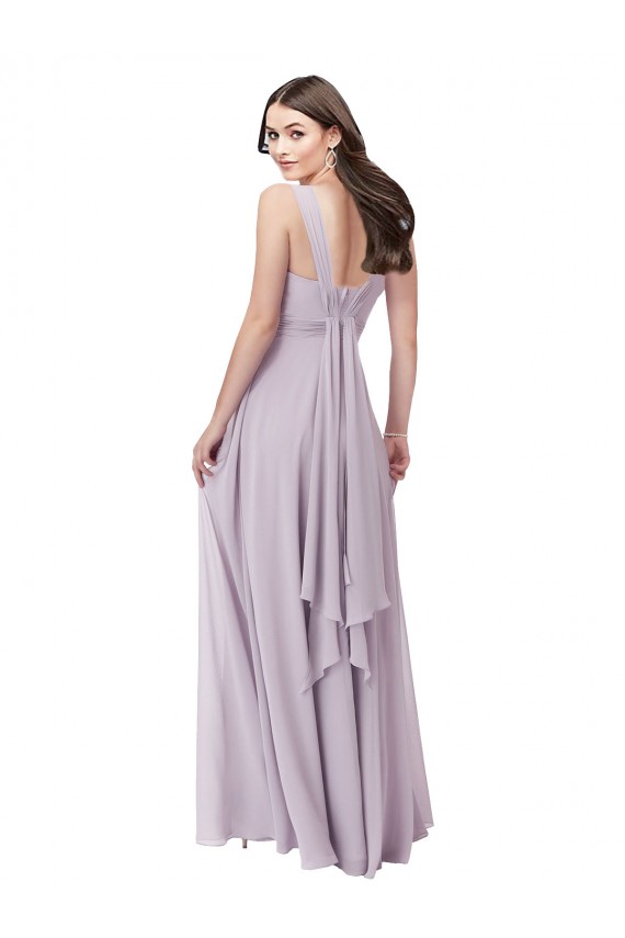 Long Sleeveless Soft Chiffon Pink Glow A-Line Bridesmaid Dress Newcastle