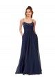 Long Sleeveless Soft Chiffon & Lace Dark Navy Scoop Neck A-Line Bridesmaid Dress Newcastle