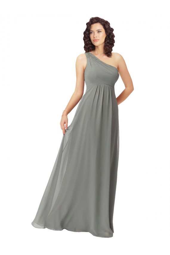 Long Sleeveless Soft Chiffon Wisteria A-Line Bridesmaid Dress Newcastle