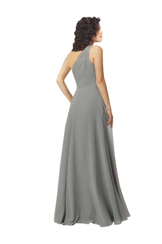 Long Sleeveless Soft Chiffon Wisteria A-Line Bridesmaid Dress Newcastle