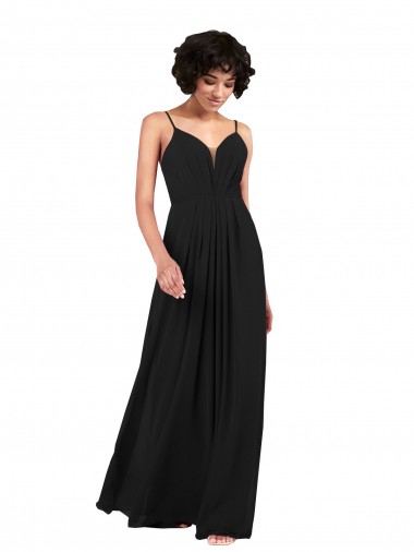 Long Sleeveless Soft Chiffon Black Column Formal Evening Gown / Bridesmaid Dress Newcastle