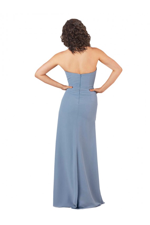 Long Sleeveless Soft Chiffon Burgundy Strapless Sheath Bridesmaid Dress Newcastle