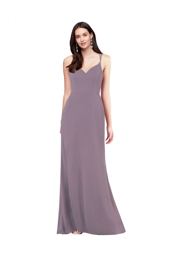 Long Sleeveless Soft Chiffon Dark Lavender Column Formal Evening Gown / Bridesmaid Dress Newcastle