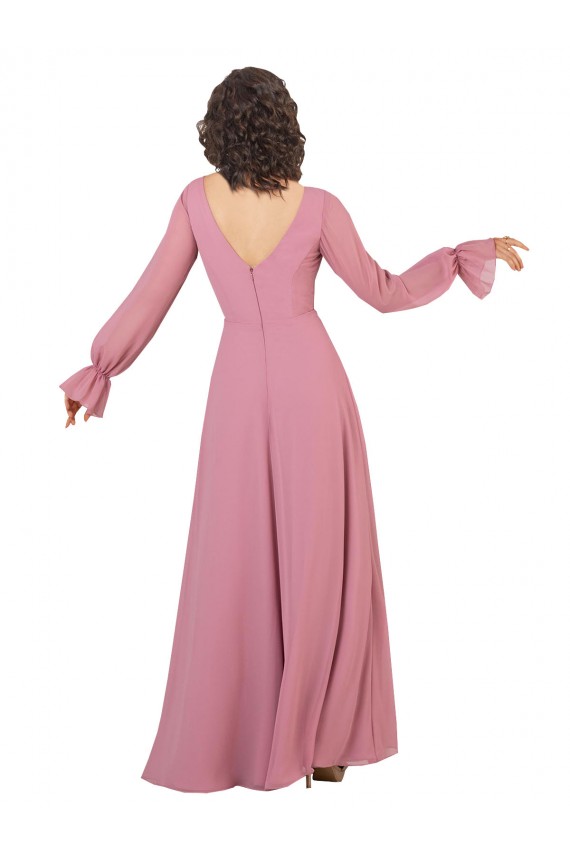 Long Long Sleeves Soft Chiffon Sea Glass A-Line Formal Dress / Bridesmaid Dress Newcastle
