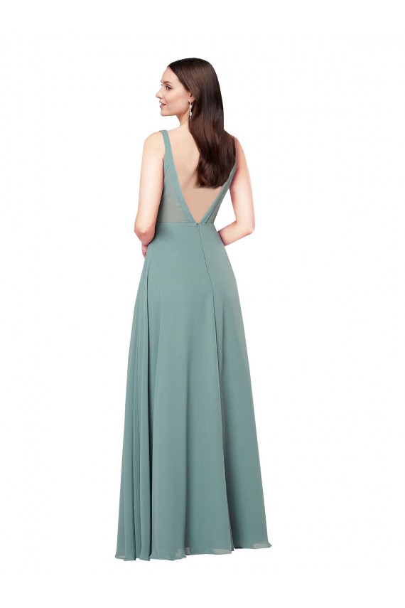 Long Sleeveless Soft Chiffon Dark Lavender Sheath Formal Evening Gown / Bridesmaid Dress Newcastle