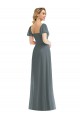 Long Puff Sleeves Soft Chiffon Slate Grey A-Line Semi Formal Evening Dress / Bridesmaid Dress Newcastle