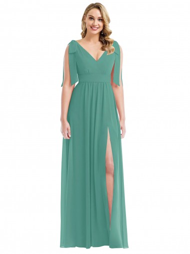 Long Sleeveless Soft Chiffon Icelandic Silver A-Line Semi Formal Evening Dress / Bridesmaid Dress Newcastle