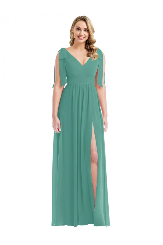 Long Sleeveless Soft Chiffon Icelandic Silver A-Line Semi Formal Evening Dress / Bridesmaid Dress Newcastle