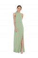 Long Sleeveless Soft Chiffon Smoke Green A-Line Semi Formal Evening Dress / Bridesmaid Dress Newcastle