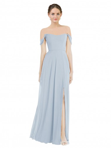 Long Flounce Sleeves Soft Chiffon Sea Glass A-Line Semi Formal Evening Dress / Bridesmaid Dress Newcastle
