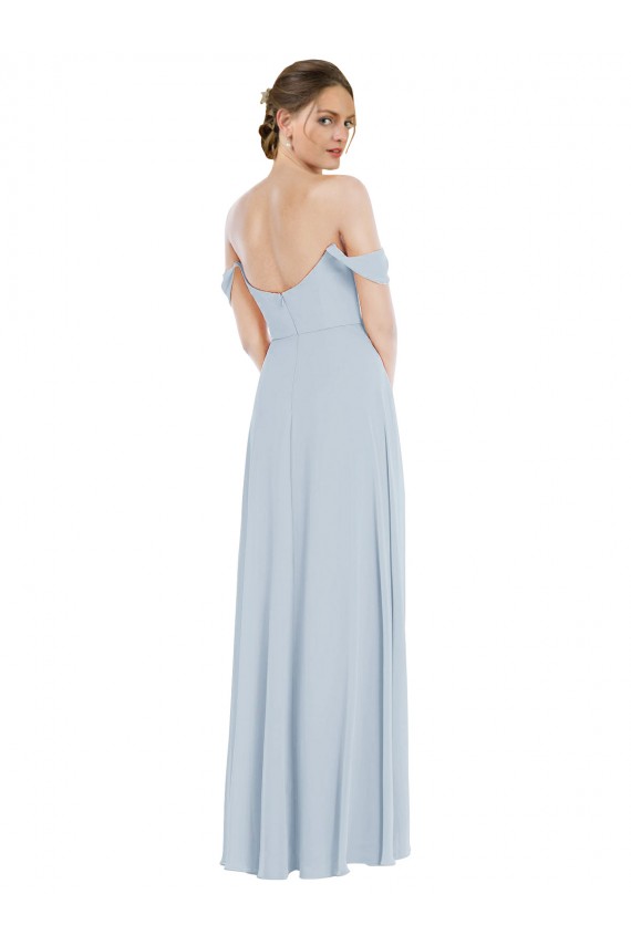 Long Flounce Sleeves Soft Chiffon Sea Glass A-Line Semi Formal Evening Dress / Bridesmaid Dress Newcastle