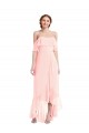 Long Sleeveless Soft Chiffon Pink A-Line High Low Bridesmaid Dress Newcastle