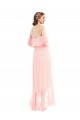 Long Sleeveless Soft Chiffon Pink A-Line High Low Bridesmaid Dress Newcastle