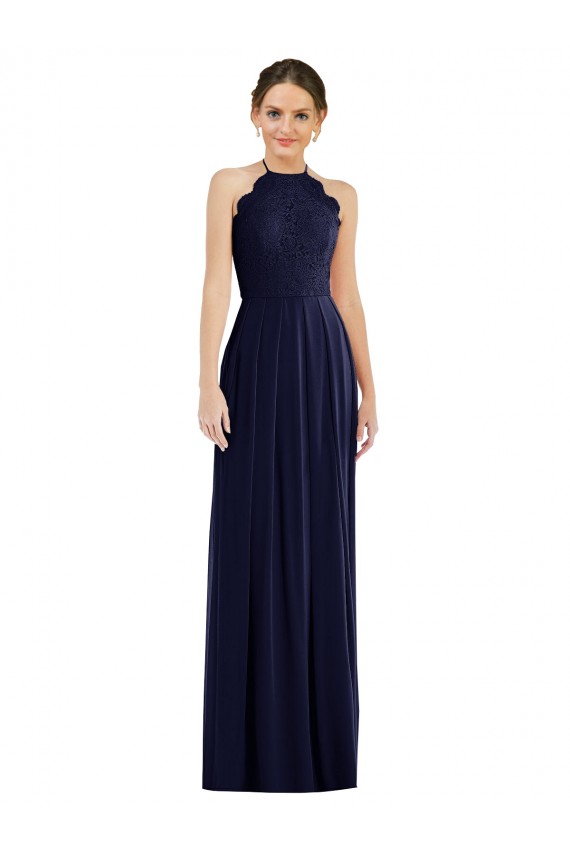 Long Sleeveless Soft Chiffon Dark Navy A-Line Semi Formal Evening Dress / Bridesmaid Dress Newcastle