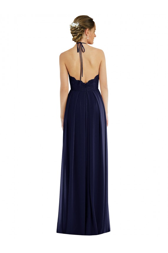 Long Sleeveless Soft Chiffon Dark Navy A-Line Semi Formal Evening Dress / Bridesmaid Dress Newcastle