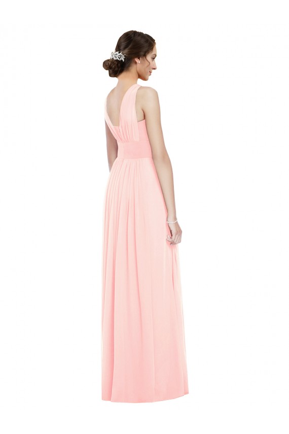 Long Sleeveless Luxe Chiffon Pink A-Line Bridesmaid Dress Newcastle