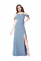 Long Sleeveless Soft Chiffon Dusty Blue Off the Shoulder A-Line Evening Dress / Bridesmaid Dress Newcastle