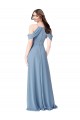 Long Sleeveless Soft Chiffon Dusty Blue Off the Shoulder A-Line Evening Dress / Bridesmaid Dress Newcastle