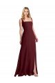 Long Sleeveless Soft Chiffon Burgundy Gold Square Neck A-Line Bridesmaid Dress Newcastle