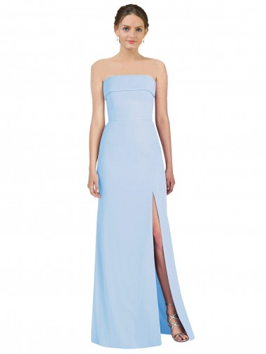 Long Sleeveless Soft Chiffon Light Sky Blue Trumpet Black Tie Evening Gown / Bridesmaid Dress Newcastle