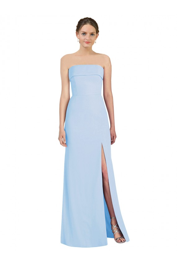 Long Sleeveless Soft Chiffon Light Sky Blue Trumpet Black Tie Evening Gown / Bridesmaid Dress Newcastle