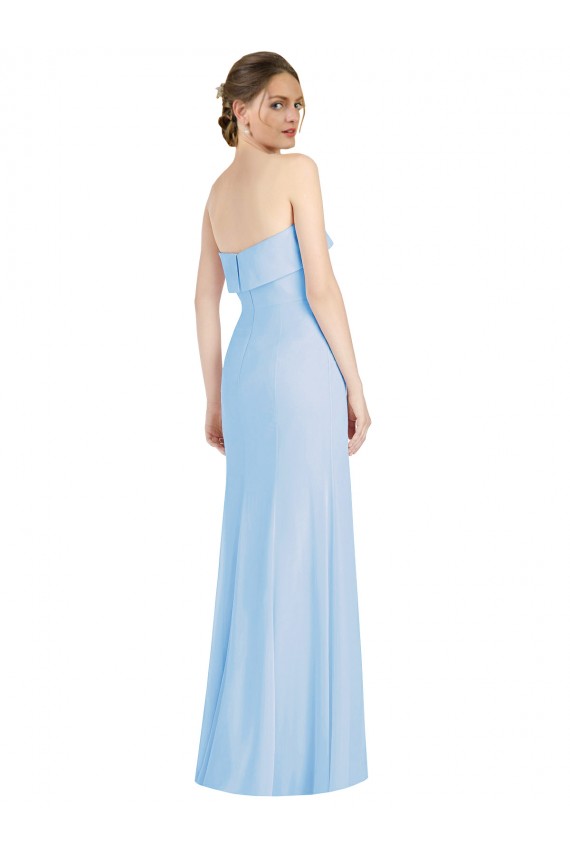 Long Sleeveless Soft Chiffon Light Sky Blue Trumpet Black Tie Evening Gown / Bridesmaid Dress Newcastle