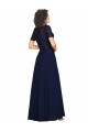 Short Sleeves Long Soft Chiffon Dark Navy A-Line Prom Dress / Bridesmaid Dress Newcastle