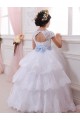 Chapel Train Cap Sleeves Tulle & Lace Ivory Ball Gown Flower Girl Dresses Newcastle
