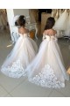 Chapel Train Long Sleeves Tulle & Lace Ivory Ball Gown Little Flower Girl Dress Newcastle