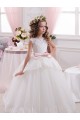 Chapel Train Sleeveless Tulle & Lace Ivory Ball Gown Flower Girl Dress for Wedding Newcastle