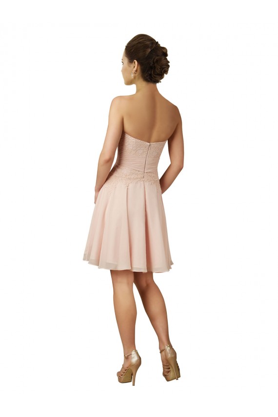 Knee Length Sleeveless Soft Chiffon & Lace Pink A-Line Bridesmaid Dress Newcastle