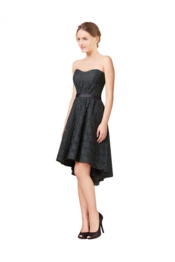 Knee Length Sleeveless Lace Slate Grey A-Line High Low Bridesmaid Dress Newcastle