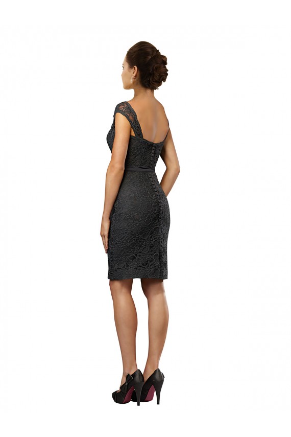 Knee Length Sleeveless Soft Chiffon & Lace Slate Grey A-Line Bridesmaid Dress Newcastle