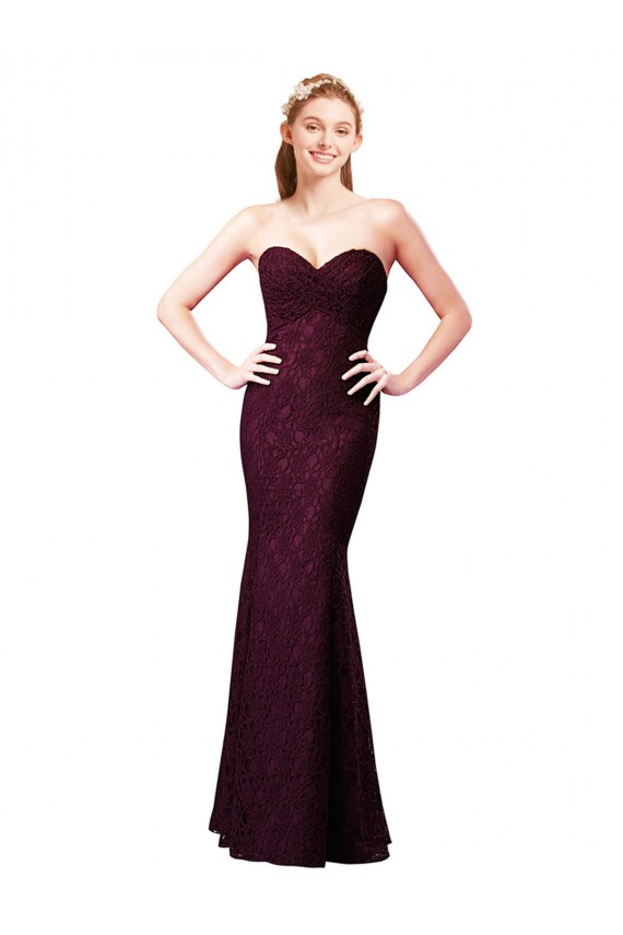Long Sleeveless Lace Grape A-Line Bridesmaid Dress Newcastle