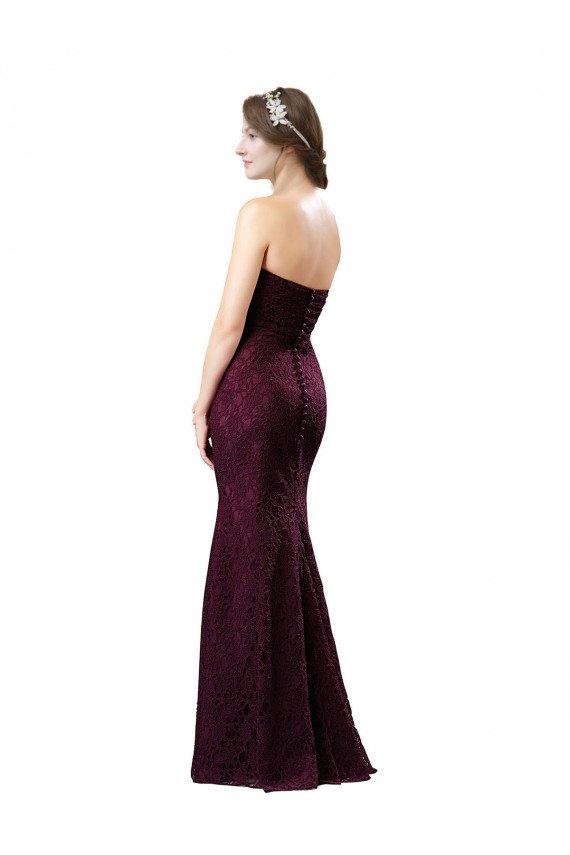 Long Sleeveless Lace Grape A-Line Bridesmaid Dress Newcastle