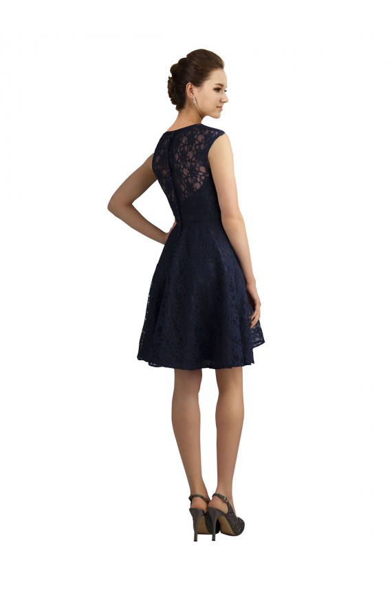 Knee Length Sleeveless Lace Dark Navy A-Line Bridesmaid Dress / Evening Dress Newcastle