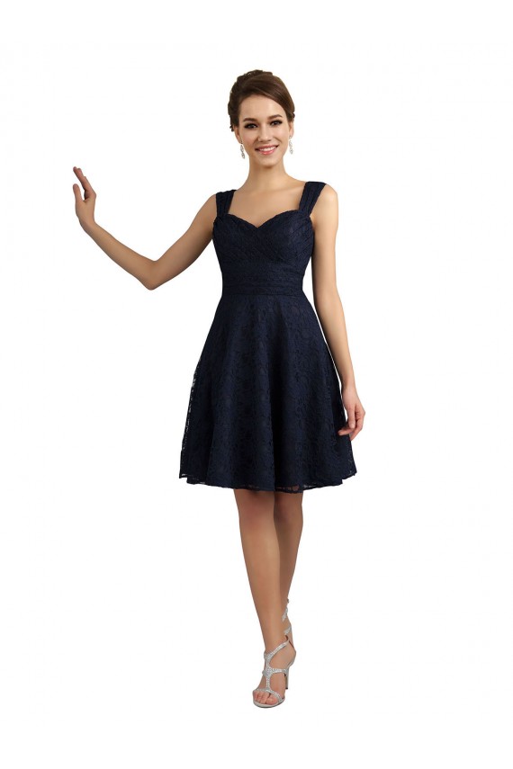 Knee Length Sleeveless Lace Dark Navy A-Line Bridesmaid Dresses Newcastle