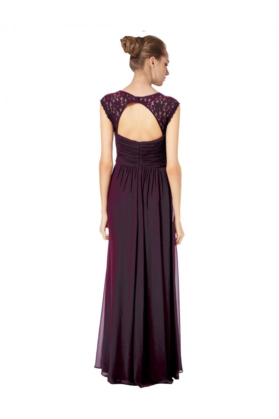 Long Sleeveless Soft Chiffon & Lace Grape A-Line Formal Dress / Bridesmaid Dress Newcastle