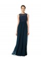 Long Sleeveless Chiffon & Lace Dark Navy A-Line Bridesmaid Dress Newcastle
