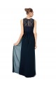 Long Sleeveless Chiffon & Lace Dark Navy A-Line Bridesmaid Dress Newcastle